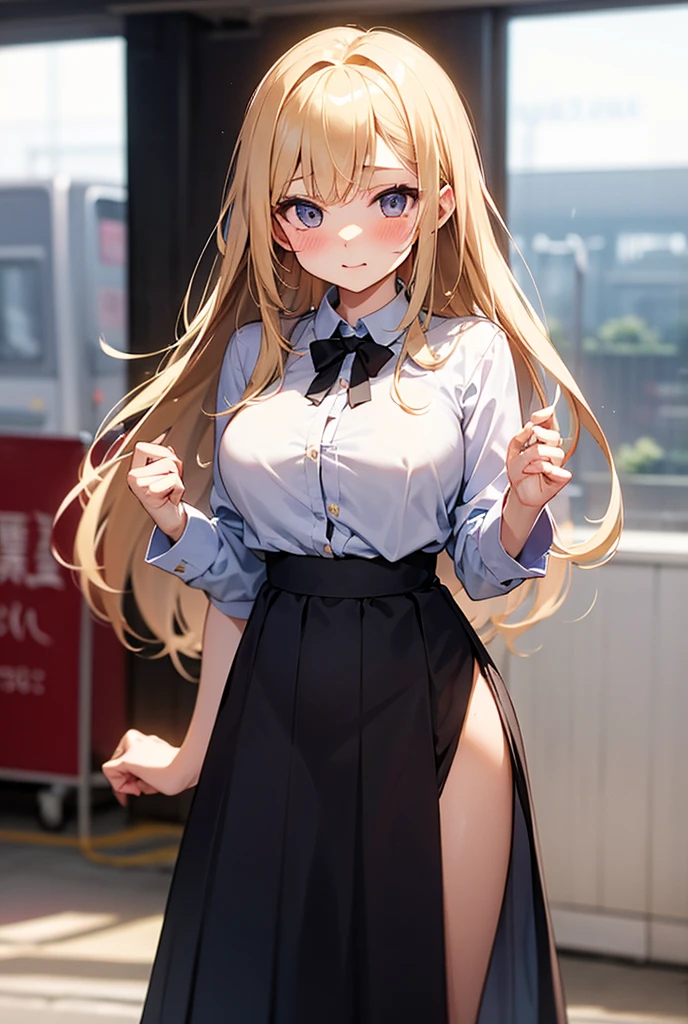 Masterpiece, Best Quality, Official Art, (Highly Detailed CG Unity 8k wallpaper), Detailed background, (Hands by Guido Daniele: 1.1), Feet out of frame, First Person View, 1, Attractive and perfect beautiful woman, Schoolgirl, JK, Schoolgirl uniform, spring, cherry, wind blowing, (((Flipping skirt, panties visible))), ( Curvaceous), ( White thighs: 1.12), ( Blonde Long Hair: 1.12), (Ahoge: 1.13), (High Ponytail: 1.12), (Green Eyes: 1.13), Look at the Beholder, Big, (cleavage), Beautiful Face, (Blush: 1.11), (Smile: 1.11)