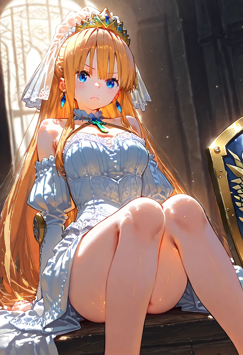 NSFW, (masterpiece, top quality, best quality, highly detailed:1.6), extremely detailed CG unity 8k wallpaper, (((Lift up the dress high, Peeing with panty on))), (Woman, Princess, indoor:1.4), (Maxi Length White dress, victorian dress stained yellow with pee, silver tiara:2), (standing:3), (Unsurpassed gorgeous rococo victorian gown with voluminous hoop skirt and long hems, Pincess style skirt), (Open your knees, Lift up the hem of the dress high with both hands, Show your panty:3), (crotch, pussy, urethra, panties), (Peeing with panties on、Pee stains spreading on panties, pee running down legs:2), Pee excreted with force, Urine that is discharged from the urethra in a parabolic arc, strong facial expression, (sharp eye:1.2), (scowl:1.1), (embarrassed,blush:1.3), (steam:2), (wet:1.1), (sweat:1.1), (trembling:1.3), (open mouth, wavy mouth:1.4), (clenched teeth:1.7), (closed eyes:1.5), (feeling weak:1.5), (bravery crying, sobbing:1.5), (shoot from front, looking at viewer:1.2), (at midnight), night, (castle balcony, outside bedroom, Carpet:2), White high-heels, (very long hair, Blonde hair:1.5), (woman trembling with sexual climax:1.5), colorful, perfect composition, urination, incontinence, piss, peeing self, A lot of pee, pee running down legs, (((pee stream))), (pee puddle), wetting herself, pee stain, peeing, blush, trembling, embarrassed, large breasts, Yellow pee, ((leaking pee)), Shaking one's shoulders, Breaking a sweat on forehead, puddle of pee, Pee at your feet, Pee spread on the floor, Pee stains, Dripping pee between my legs, Feet wet from pee, Pee-covered feet, Pee at your feet, want to pee, about to pee, Full bladder, Pee-soaked dress, Pee-soaked high-heels, natural makeup, A dress stained yellow with pee ,
