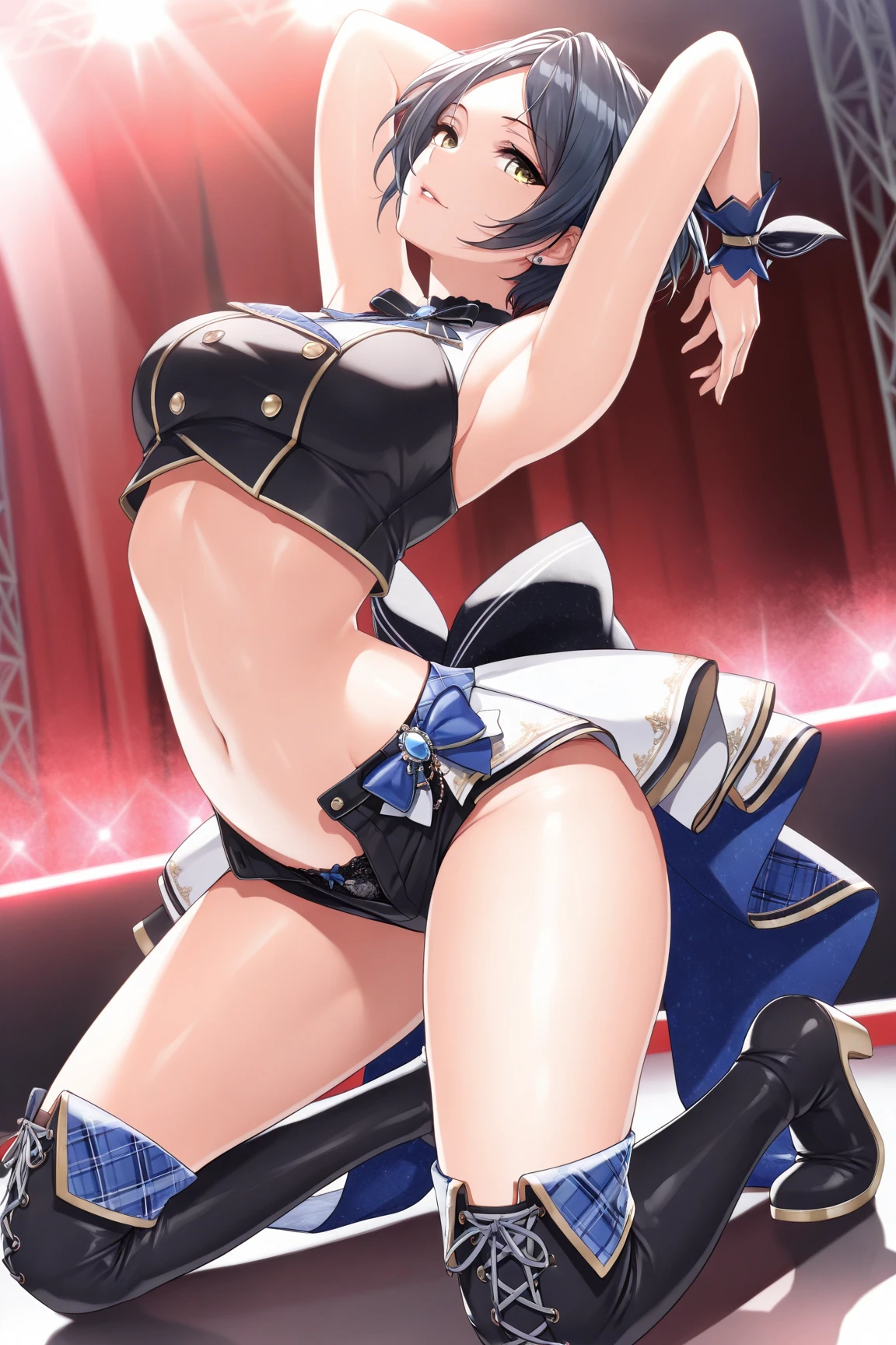 (Very delicate and beautiful:1.2)super model,,Big Breasts,Beautiful breasts,voluptuous,【bike shorts】,,【2girls】,,Highest quality, High resolution, 8K,mini skirt,Two girls high-kicking a man,Japanese style ta,Frills