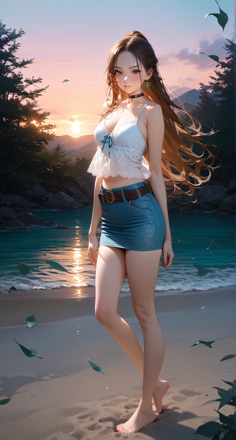 Beautiful girl, long legs, sexy belly, no jeans, wearing panties, bra, long brown hair, perfect face, perfect eyes, nude