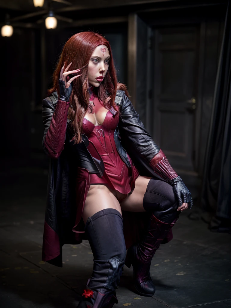 
masterpiece, best quality, high resolution, full body, red hair, cyber metal armor, elegant, side shot, cape looking to side, metal gloves, action pose
