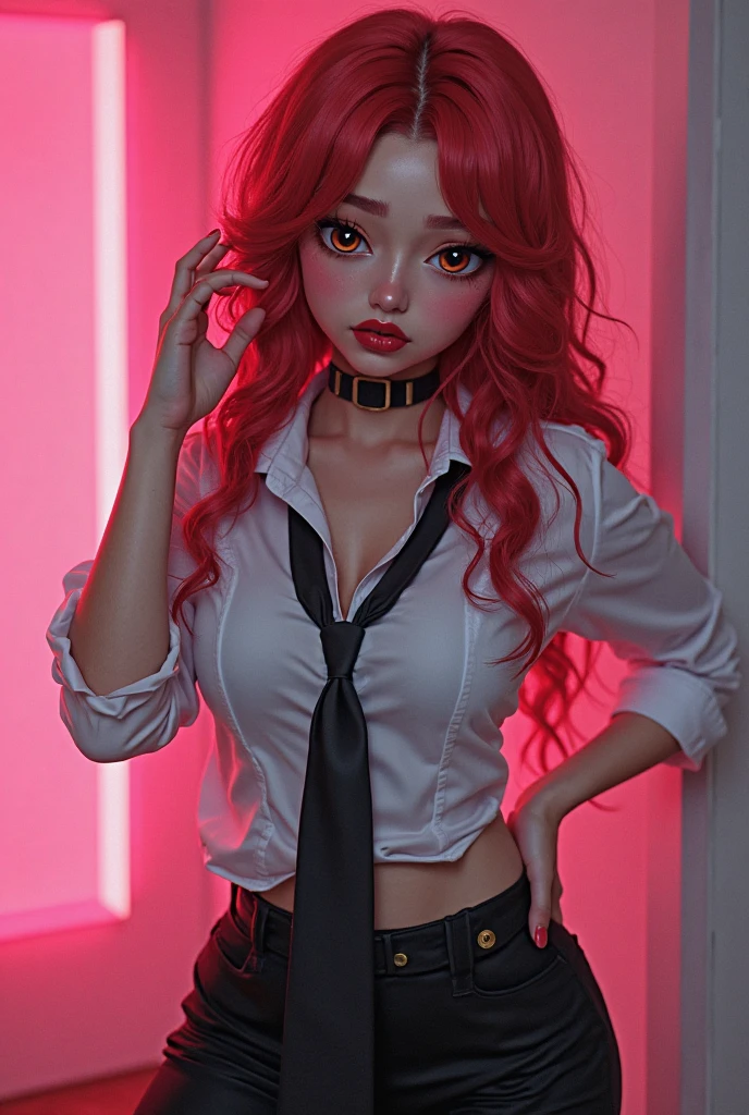 Portrait of a beautiful 18 year old girl, Redhead, Gorgeous Chinese, Cotton panties, At the entrance, (dark private office, Dark and gloomy light: 1.2)