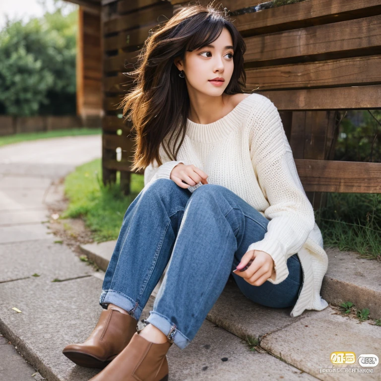 Highest quality、masterpiece、Japanese beautiful girl、15-year-old junior high school student、low length、Casual summer outfit、Small breasts、Shooting in the open air、Front view from the knees up