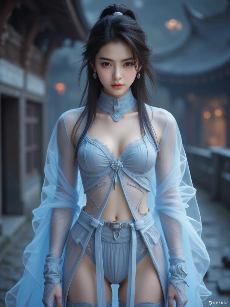 (1girl:1.3), Solo, (((Very detailed face)))), ((Very detailed eyes and face)))), Beautiful detail eyes, Body parts__, Official art, Unified 8k wallpaper, Super detailed, beautiful and beautiful, beautiful, masterpiece, best quality, original, masterpiece, super fine photo, best quality, super high resolution, realistic realism, sunlight, full body portrait, amazing beauty, dynamic pose, delicate face, vibrant eyes, (from the front), She wears Hanfu, blue and white color scheme, sword fairy, very detailed ancient architectural background, rooftop, overlooking the city, detailed face, detailed complex busy background, messy, gorgeous, milky white, highly detailed skin, realistic skin details, visible pores, clear focus, volumetric fog, 8k uhd, DSLR camera, high quality, film grain, fair skin, photo realism, lomography, futuristic dystopian megalopolis, translucent