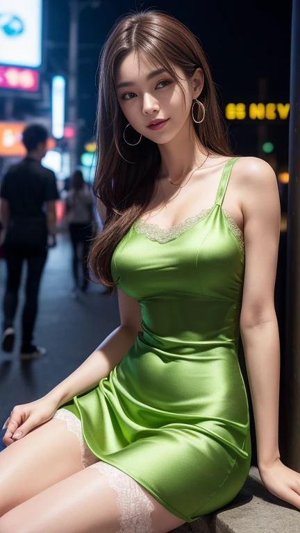 (mesa:1.3), (8K, fotorrealista, Foto CRU, melhor qualidade: 1.4), Japanese, (1 garota em), rosto bonito, (rosto realista), lindo penteado, Olhos realistas, lindos olhos detalhados, (Pele realista), pele bonita, Atraente, Super high resolution, Um hiper-realista, altamente detalhado, golden ratio, (Corpo todo:1.37), (Woman in green and black sun dress with little strapless lace, leg slit with attention to detail:1.4), salto alto, rectangular glasses, (Sorriso feliz:1.3), (cabelos longos e lisos com brilho fluido,,,,,,,,,,,,,,,:1.3), QUEBRAR, (peito pequeno, bunda grande:1.3), scenario, (rua, poste, casa, grama, noite, carros, pessos ao fundo, water puddle), Retrocessos, Arched back, lindos olhos detalhados, (sem maquiagem), (bonitinho), photon mapping, (Professional Lighting), detalhes finos, (Calcinhas infantis), corpo inteiro, Hands on waist, sexy position, stand up, a noite