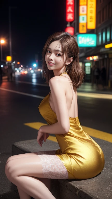 18-year-old cheergirl in a golden miniskirt(F Cup Breast)