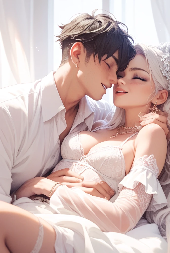 Under the moonlight, a shy young woman in silver nightgown fantasizes about the man of her dreams.