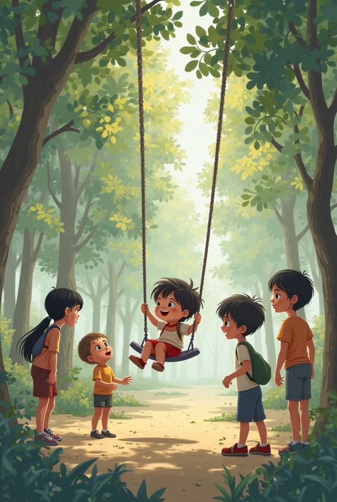 Lonely child watching other children play