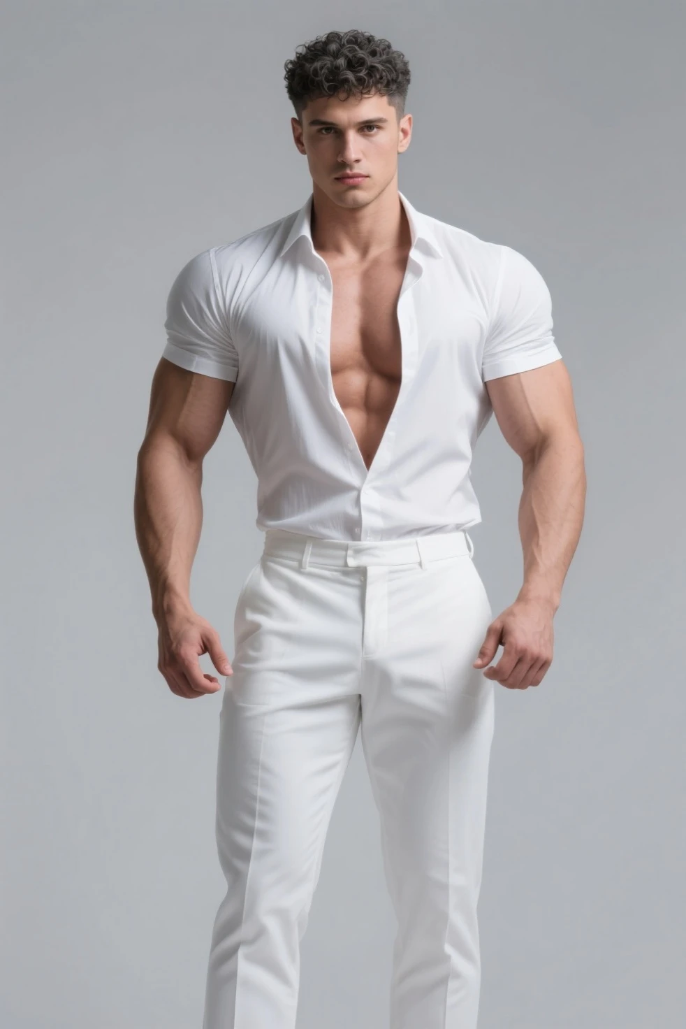 a man in a white suit with his shirt open , a character portrait,
masterpiece, best quality, 8k, raw, canon 5d, f/1.8, iso 6400, wide-angle, Realism, movies, posters, photos,(detailed face), Mature, handsome,