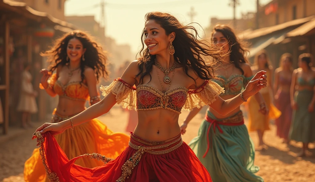 create an image of people dancing a typical Brazilian dance in a happy environment