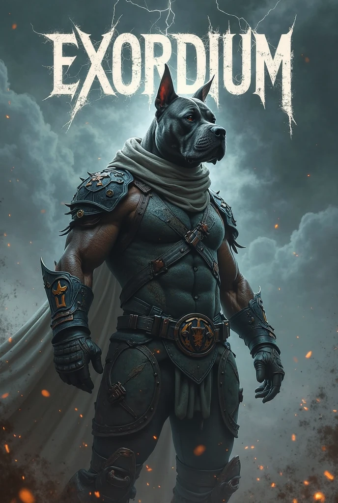 (photorealism:1.2), muscled werewolf in black armor heineken, defeated spartan