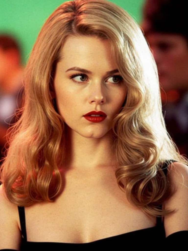 In the shadowy, drizzle-drenched alley of 1940s New York City, a blonde bombshell, L3X13B3LL3, with long, wavy locks and parted lips that subtly glisten under the dim streetlight, exhales smoke from her cigarette in an alluringly realistic manner, her sultry demeanor casting a spell over the ominous brick walls. <lora:kzqqzu18fd6a8ee78q3f7:1>