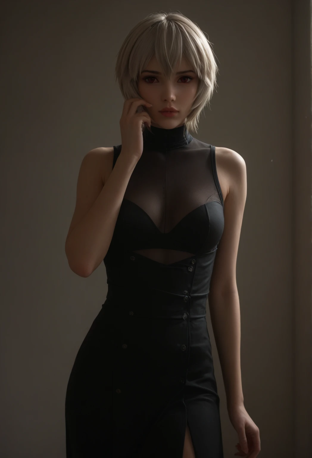 Best quality, masterpiece, ultra high res, (photorealistic:1.4), raw photo, 1girl, silver hair, shiny skin, dramatic lighting, Best quality, Masterpiece, 超高分辨率, (Fidelity :1.4), (b&Show on the:1.3), professional, Game texture, 1 girl, Disco bar, Girl wearing headphones, full bodyesbian,Raised sexy, DJ player, DJ player, stage light, (buzz cut:1.1), ( cheerfulness, Dynamic, Deng Ziqi, Cool, View, ((Best quality, 8k, Masterpiece :1.3)), 1girl, beautiful woman with emphasis on slim abs: 1.3, (casual hairstyle, big breasts: 1.3), (full body:1.6), ultra-detailed face, exposed cleavage, her face, realistic, detailed skin, extreme light and shadow, (realistic, photorealistic: 1.37), extreme light and shadow, perfect body:1.4, hyperrealistic skin detail, sweat skined:1.2, (Huge breasts :1.3),((sideboob)),(underboob), sitting down, hands behind head, big breasts:1.3,