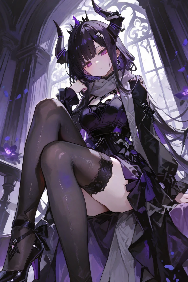 (Super detailed)),((illustration)),((masterpiece)),(((need))),((fine、Highest quality CG Unity 8K wallpapers,masterpiece),((4K,masterpiece,best quality)),Black hair queen,Waist-length hair,Royal sister,Sexy,Tall figure,Lilac eyes,Sleeping in a coffin,mummy,The whole body is wrapped in bandages,Limbs wrapped in bandages,There is a coffin beside him,Mature,Hair Bunch,Hair tied on both sides,Black and purple French vintage clothing,Gorgeous pure black cape,Black veil,Purple-white halo,Black purple boots,Bones piled up underfoot,Wearing a crown on the head,Holding a knight's sword,pyramid,Emitting dim purple light,Brilliant palace,Starry Sky,Mysterious symbols,individual,Emit a dim light,Full body picture