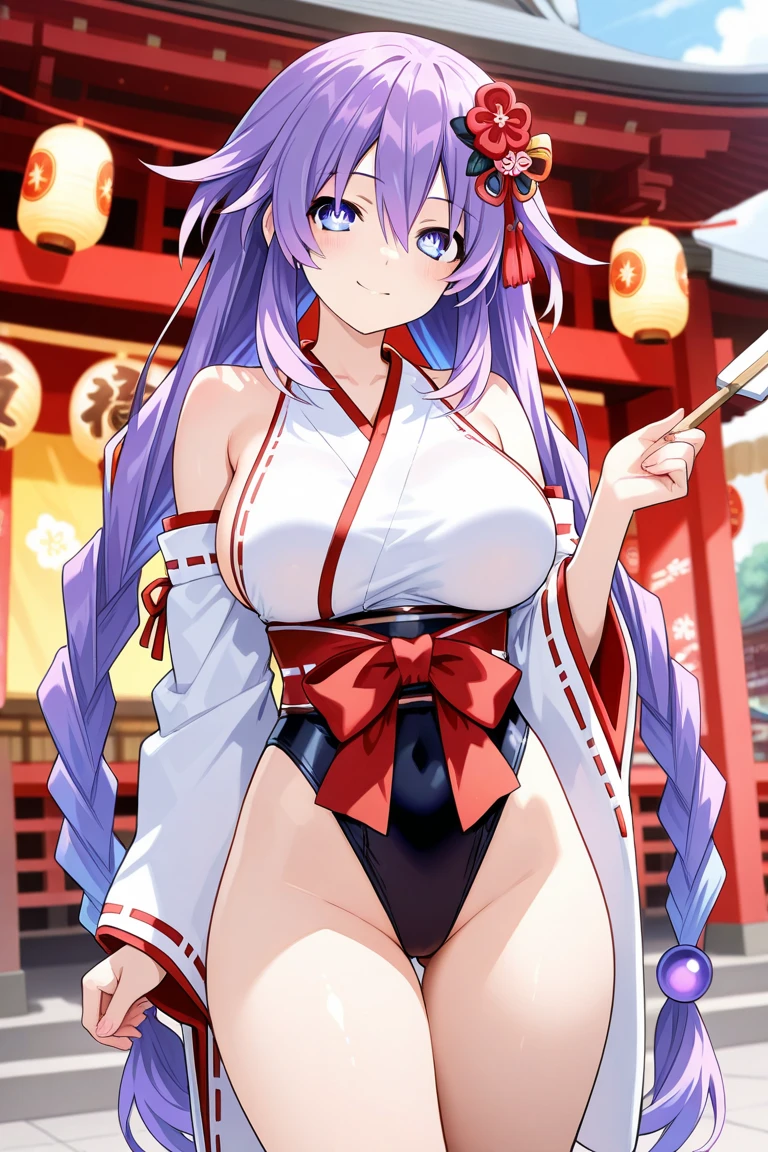Masterpiece, Best Quality, hight resolution, 1girl, Viecone Day, crescent hair ornament, Masterpiece, blue eyes. Masterpiece, best quality, 1 girl, yukata, yukata open, breasts visible, nipples visible, pussy visible, pussy, breasts, nipples, yukata open, garter belt, stockings, sexy pose, standing, yukata opens, on the street, people in the background , embarrassment, blushes, bottom view, no panties, looking down, Smile