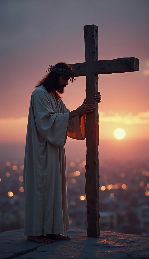 mulher morena realista ,With clothes from the time of Jesus Christ praying