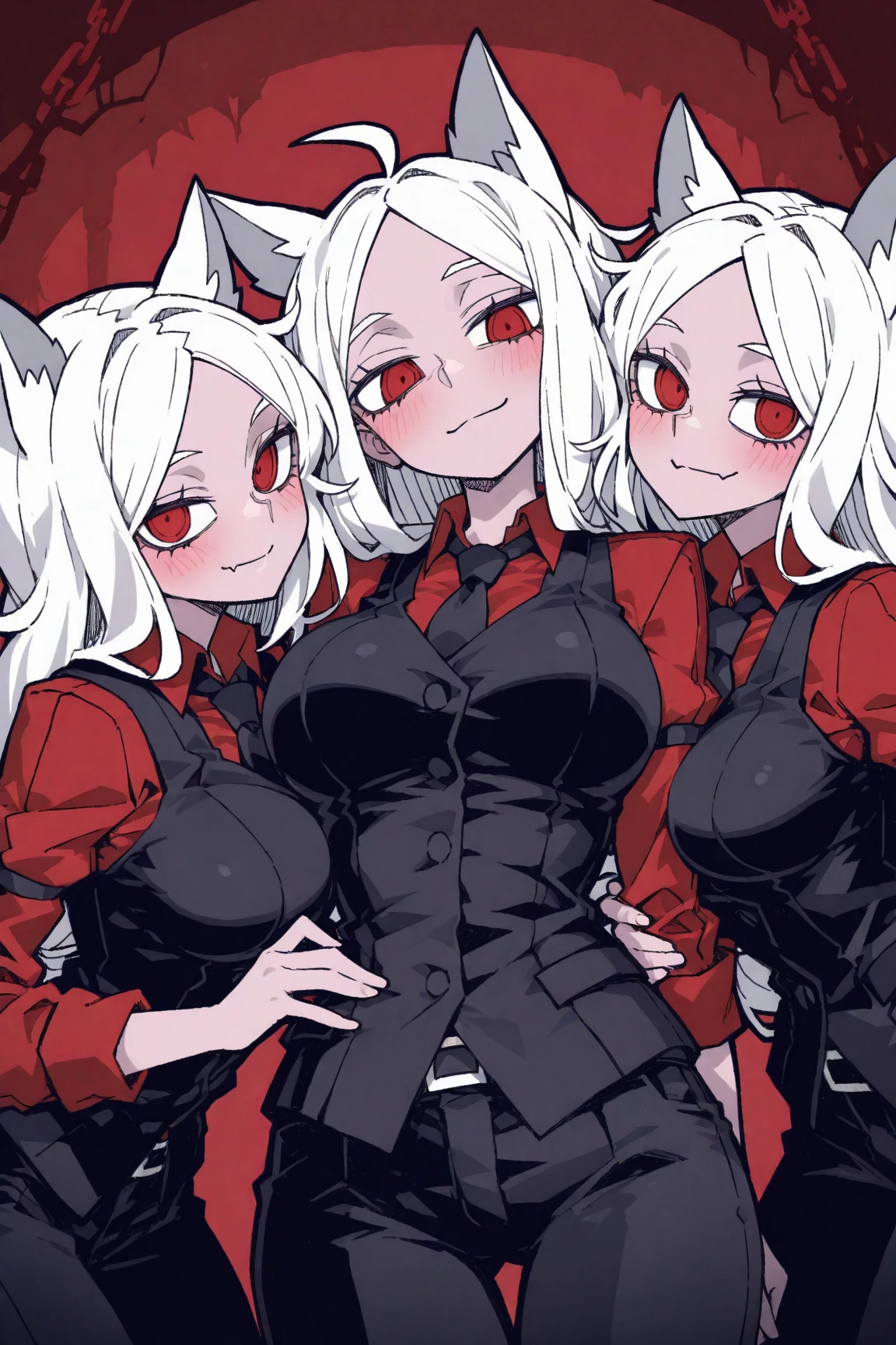 (Best quality: 1.0), (Super High Resolution: 1.0), extremely detailed character, detailed hands, half-dragon girl, horns, scales on the neck, scales on the shoulders, scales on the forearm, scales on the cheek, extremely detailed black dragon tail, extremely detailed hair, short hair, ((white hair)), ((black locks)), extremely detailed eyes, yellow eyes, dragon eyes, 2d, tomboy girl, anime art, teenager