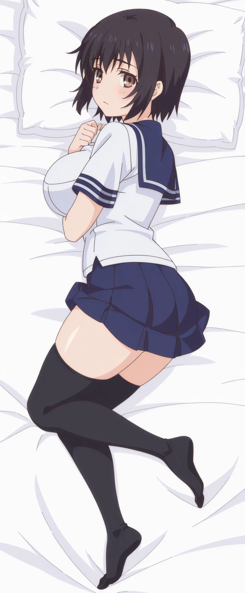 showing the ass , fully body, Schoolgirl, sailor school uniform, micro skirt, visible panties 