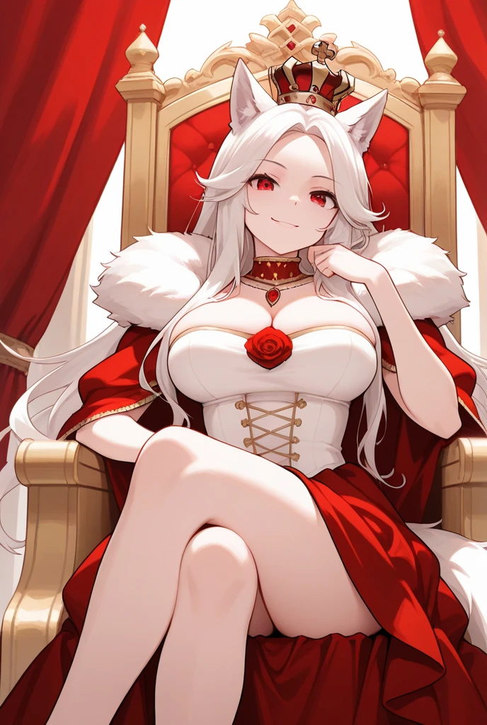 red robe,Large Breasts,(best quality,4k,8k,highres,masterpiece:1.2),ultra-detailed,(fluffy:1.5),catwoman,(beautiful/detailed eyes:1.1),long lashes,flowy chiffon,(jewelry/accessories:1.1),well-proportioned figure,(thick thighs:1.1),loona,perfectly high-detail facial features,(perfect detailed eyes:1.5),upright pupils,(cat-like eyes:1.5),smiling,extremely charming,silky long hair,perfect bust,extremely charming and gentle smile,(undead mage:1.2), Blood Moon, Ray Tracing, masterpiece, best quality, Ultra-high quality, Ridiculous details