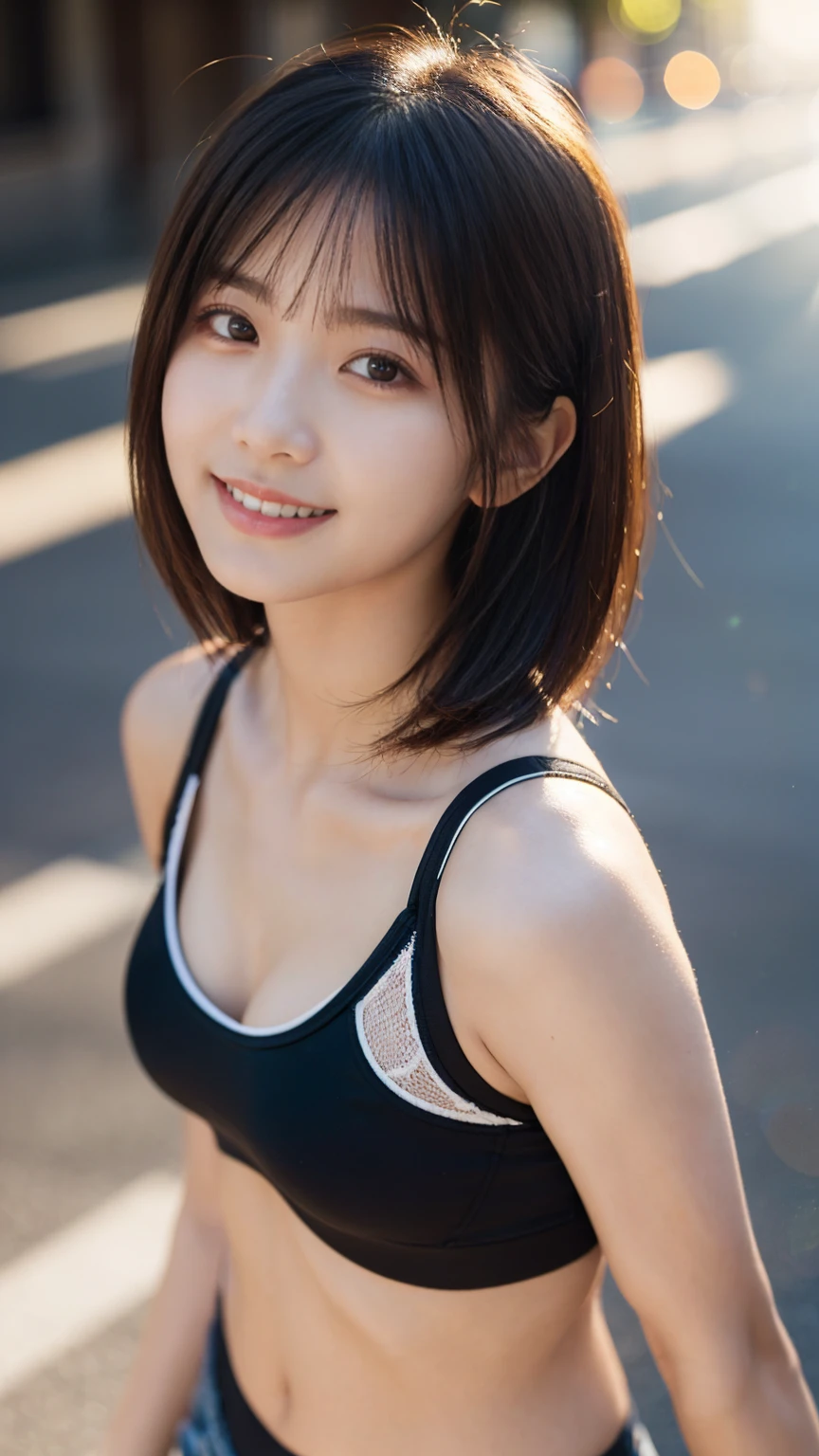 (8k、Raw photography、Highest quality、masterpiece:1.2),(Black Hair、Dark Eyes:1.9),(:1.6)、View your viewers,Front view,White skin,(:1.4)、(Tight waist:1.6)、(Clothes that accentuate the shape of the breasts:1.0)、(Big Breasts :1.3)、Slim figure、Ultra-high resolution,beautiful,beautiful fece,(One person、No background:1.9),whole bodyボディー,Japanese women,(reality的:1.37)、Photon Mapping,reality、(-faced and cute: 1.4)、(Cute Smile: 1.8)、(Round face: 1.8)、Radio City、Physically Based Rendering、Depth of field rally background、photograph, (:1.8),(:1.6),whole body、Great quality