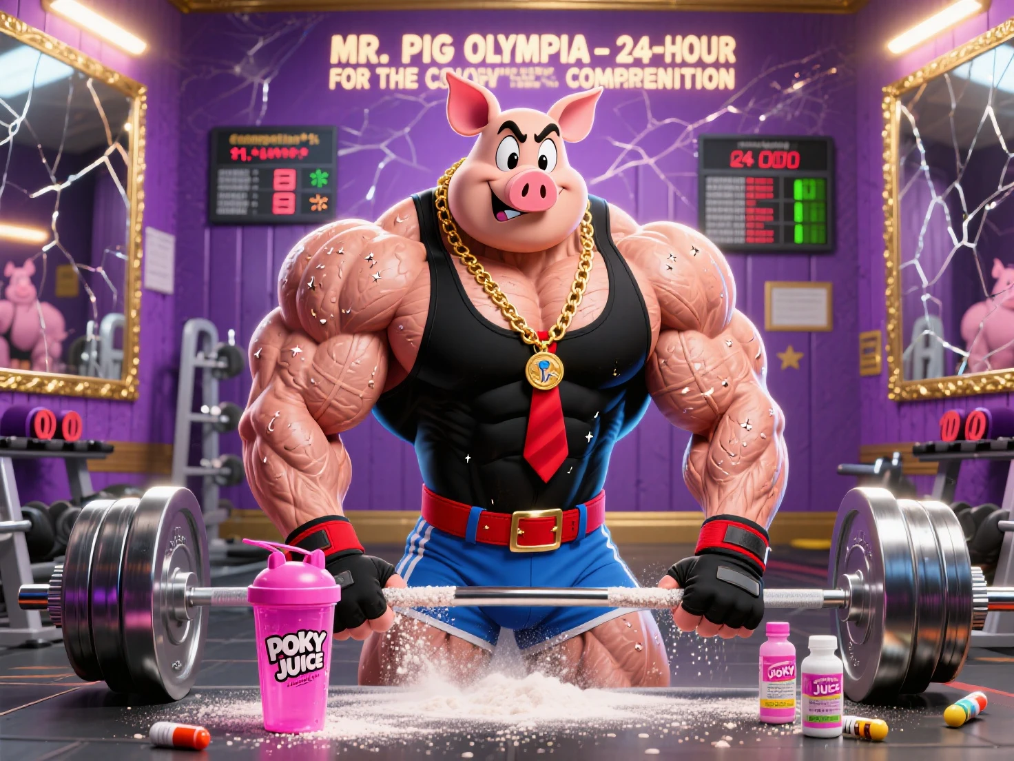 tmasterpiece,best qualtiy,A pig,smokeing,wwe,wrestling,high-definition photograph,8K,Efeito de Luz,ultra cool,Detailed details,stage,ring