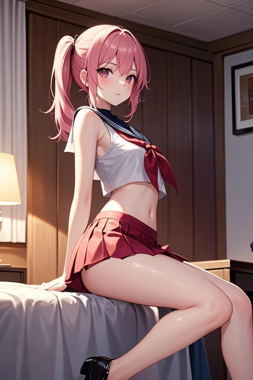 (top-quality,High resolution,(Ultra high definition,4K), (超A high resolution,in 8K),masutepiece:1.2), (Perfect Anatomy,Anatomically accurate), (Angle from below), (Soft lighting, rendered), Rich in color, ((very cute mother and daughter)), ((Sitting on a sofa in the lobby of a luxury hotel, itting open legs)), ((High School Sailor Uniform)), ass forcus, (Red lace panties), (fascinated expression), (Crisp double eyelids), (Large breasts:1.3), (Soft skin), (Photorealistic), (Glowing skin), (pinkhair), (Pixie Cut)