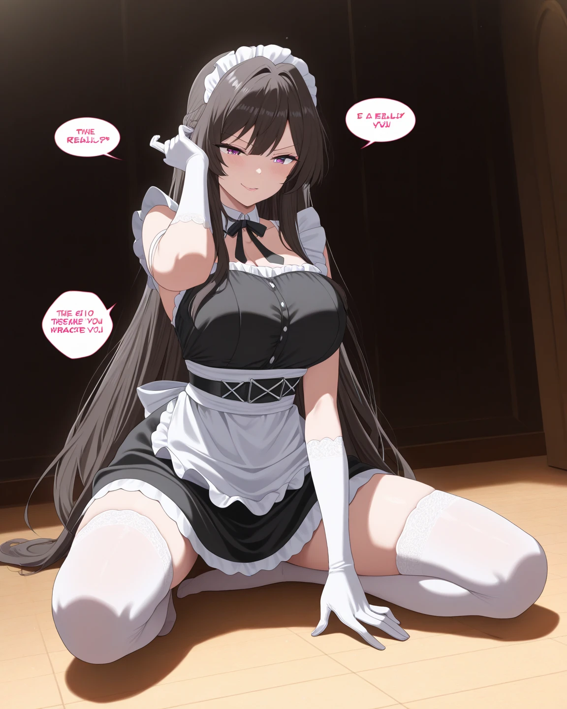 medium breasts, wearing black bunny outfit, blushing, cowboy shot, bunny ears, torn black stockings, sitting on toilet