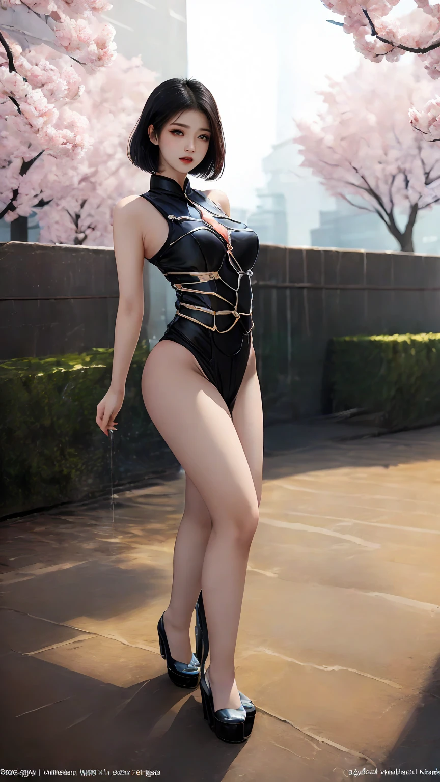 Master of animation, A perfect masterpiece, On a pure white background、Dressed in cool, sexy and modern clothes、Sexy mature modern woman standing, Flowing silver hair, Full Body Stand Posture, Thin legs, ((Large Breasts)), Detailed facial details, Natural and beautiful standing posture, Crisp and realistic body detail,(NSFW:0.9)