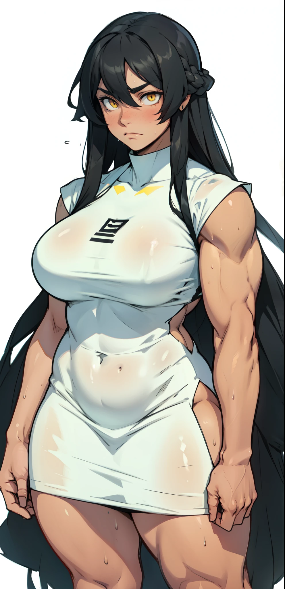 sethstf ,yin yang ,neon trim ,halo ,hair rings, full body, huge breast curvy smile