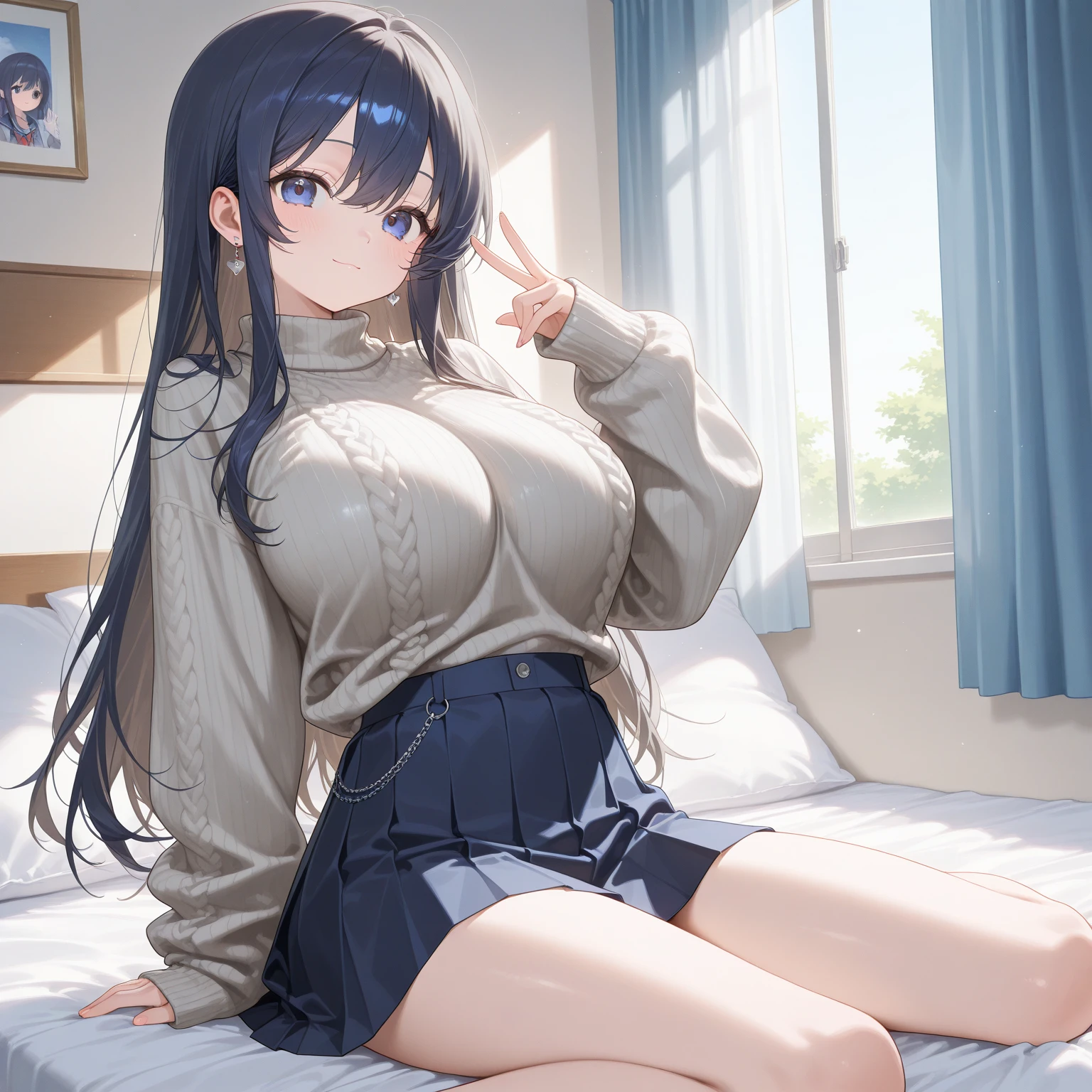 Rikka, A-line skirt,sexy girl,bed room ,on the bed,Beautiful slender legs,Big breasts,porn,bikini,girl friend sex,