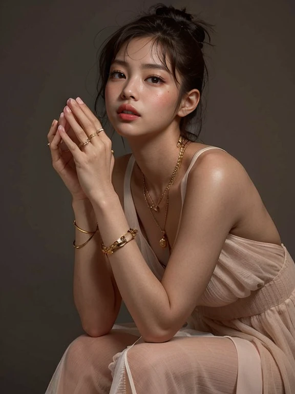 (masterpiece:1.3), (8 thousand, realistic, RAW photos, best quality: 1.4), (1 woman),(very sexy), (Beautiful makeover), (유난히 아름다운 realistic 얼굴), (Build a beautiful body) , (beautiful face), (beautiful face), (long eyelashes), (double eyelid), (realistic face), (black hair. parted, long hair:1.3), (아름다운 parted스타일), (realistic eyes), (really beautiful and delicate eyes), (realistic skin), (beautiful skin), (absurd), (attractive), (ultra high resolution), (extremely realistic), (very detailed), (golden ratio), (necklace), (earring), (So beautiful and sexy)