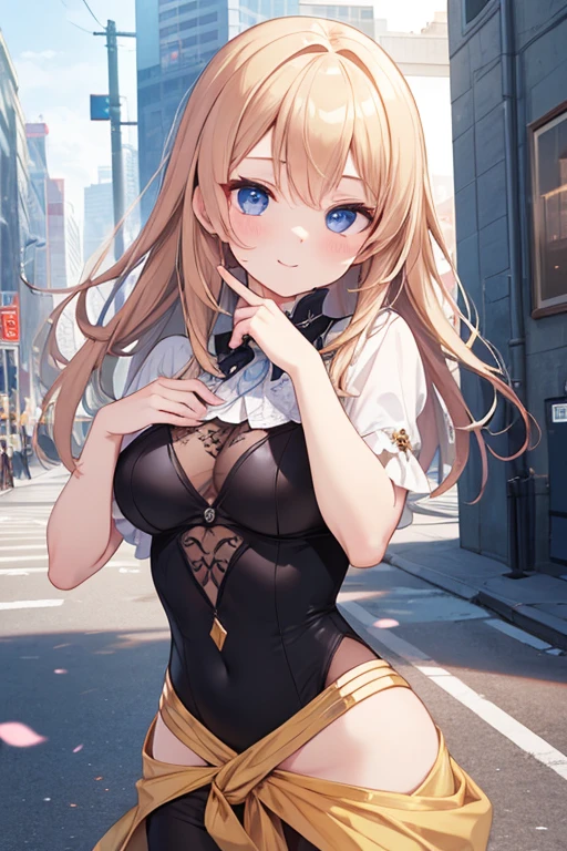 (1 girl),(high quality), (High resolution), (extremely detailed), (8K),(lower body shot),(Hotaru is wearing Genshin Impact costume and panties.),(wearing black knee-high stockings)not wearing shoes,perfect writing,(Beautifully erect nipple shape),High resolutionの美しい目,(neutral white lighting:1.2),Walking around the city during the day