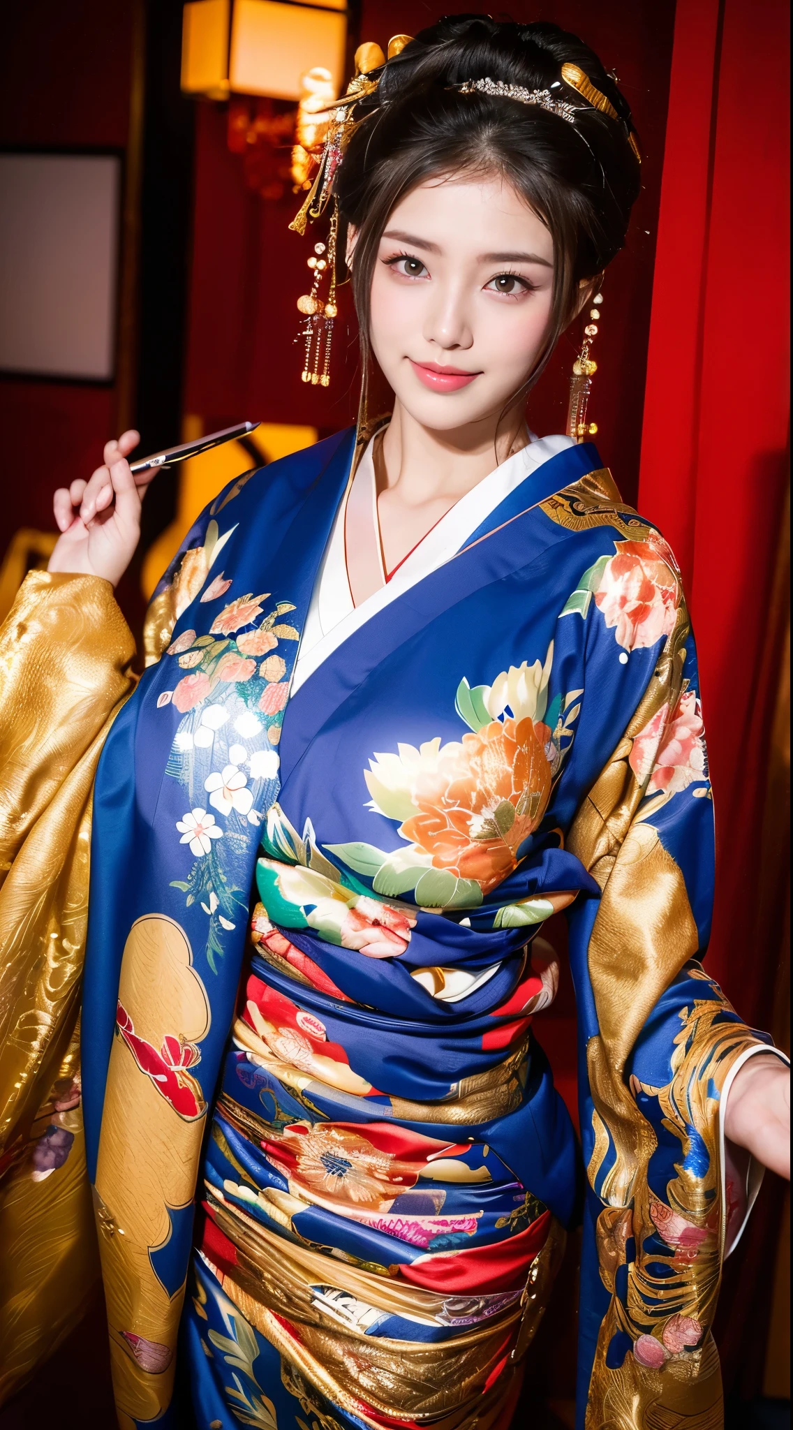 (Masseter membrane、Top quality、Ukiyo-e style、mystery、Absolutely beautiful、Official Art、Sharaku:1.2)、(1 girl:1.3)、(Fractal Art:1.3)、Cowboy shooting、White skin、(Beautiful brunette、kimono:1.2)、Set against the backdrop of traditional Japanese performing arts、rich and colorful、(reel、Japanese style:1.2)、Radiant Skin、Spread your legs,Camel toe showing thigh!!!、