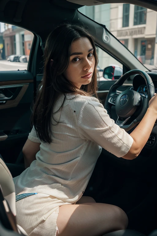 Illustration about a beautiful girl, where near the car