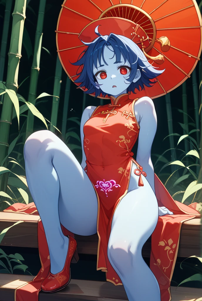 Anime Femboy, Fine skin, cute, (masterpiece, highest quality, 8K ultra-high resolution:1.4), beautiful detailed eyes, ultra-detailed, drsizukachan1, 
Standing, front view,
remilia_scarlet_touhou, red_eyes, mob_cap, short_hair, bat_wings, wings, hat, blue_hair,  hair_between_eyes, bangs, smile, red_ribbon,
(((Completely naked))), pussy line,
((Femboy)), no ko , a feminine boy, no constriction, Dim body
red moon night background,