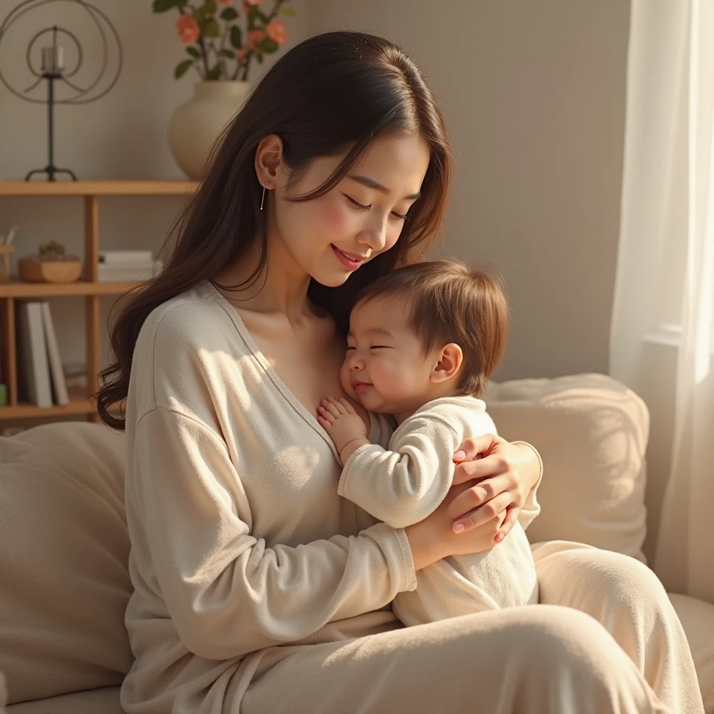 Woman holding for the first time