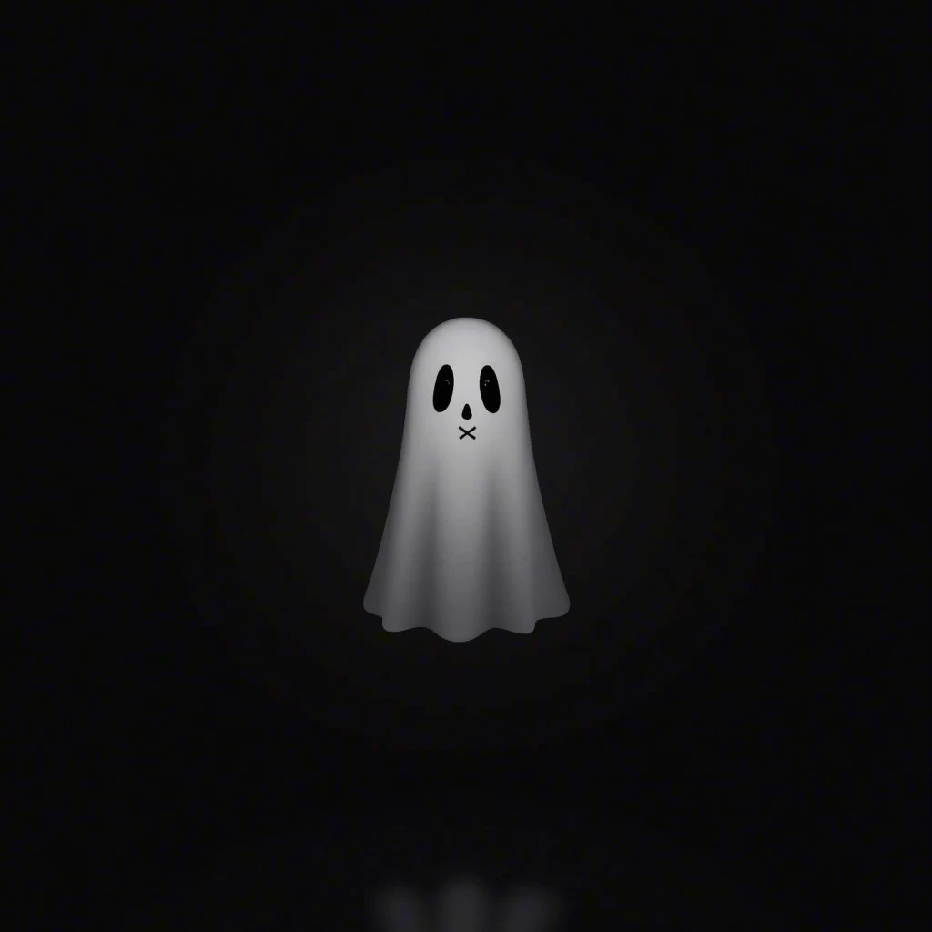 Logo video game company, an octopus wearing a bedsheet pretending to be a ghost, flat icon, black and white, black octopus, white bedsheet
