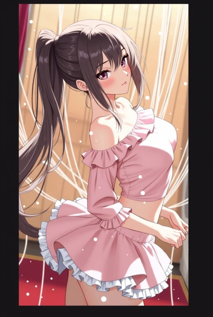 top-quality、extremely delicate and beautiful、Soio、Soio、8-year-old little girl、japanes、Lori、Chiquita、elementary student、A dark-haired、((Pink leotard))、(highleg)a room、、Tiara on the head、A smile、is standing、Facing the front