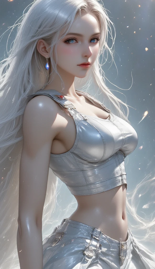 A portrait of a twenty-something Japanese android, made of glass and transparent white and silver plastic, maquiagem de gueixa, penteado preto, mecanismos internos do corpo em metal prateado e dourado, Dynamic Pose, fluid organic construction, gravura detalhada, desenhos de renda, circuito dourado brilhante, acabamento neon colorido, gravura detalhada, desenhos de renda, circuito brilhante, neon trim, arte de H.R. Mostrar, Greg Rutowski
