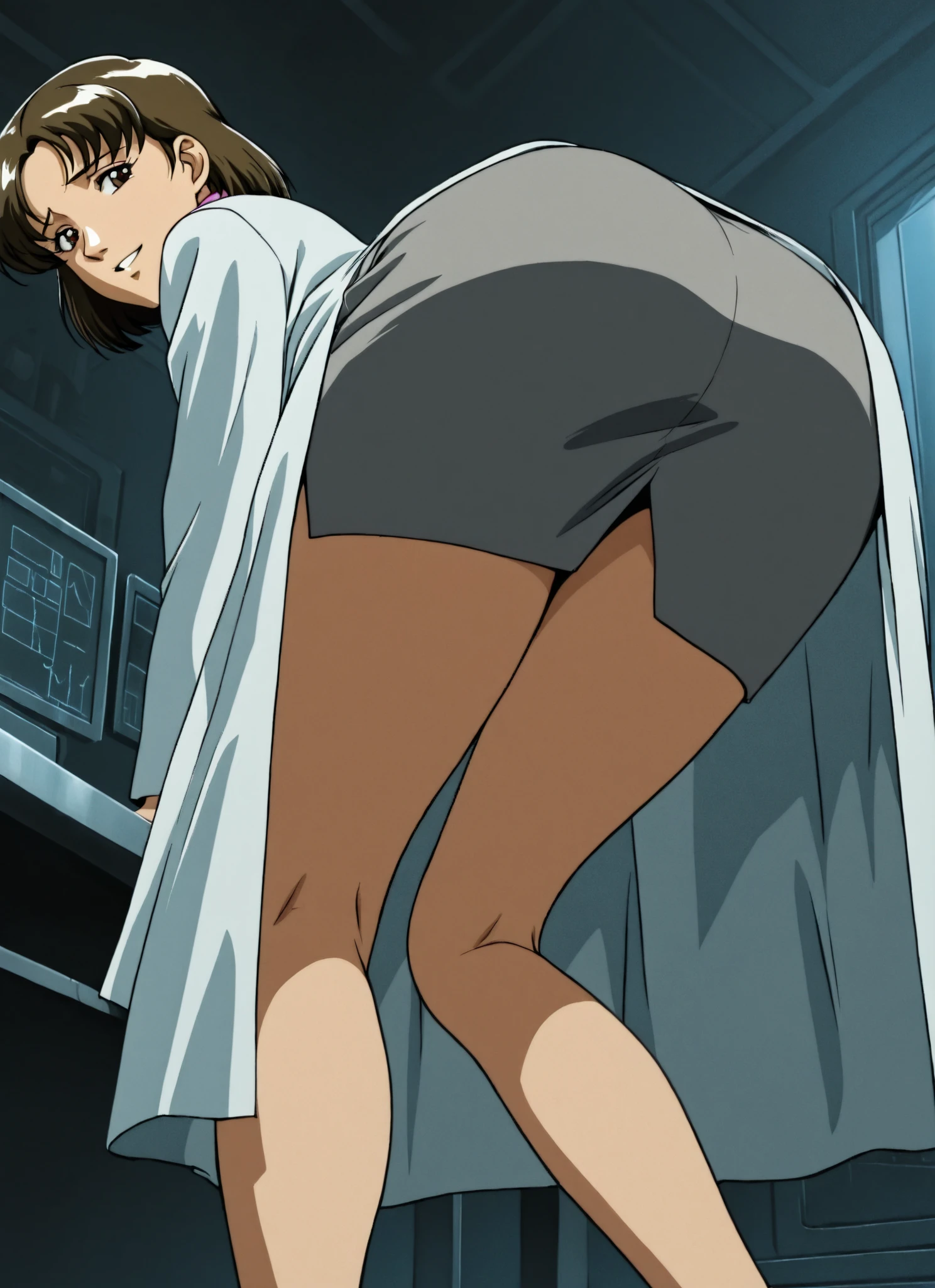 Dazzling, Armpits, intricate detailes, 1girl in, Mikasa Ackerman, (A dark-haired:1.3), hair between eye, short-haired, sideburns, s lips, shut, Yui, s lips, masterpiece, best qualtiy, hason, Baezon, Black eyes,Black eyes, smil, stand up,big ass,fully naked, different positions, backside,full body, showing ass, showing pussy