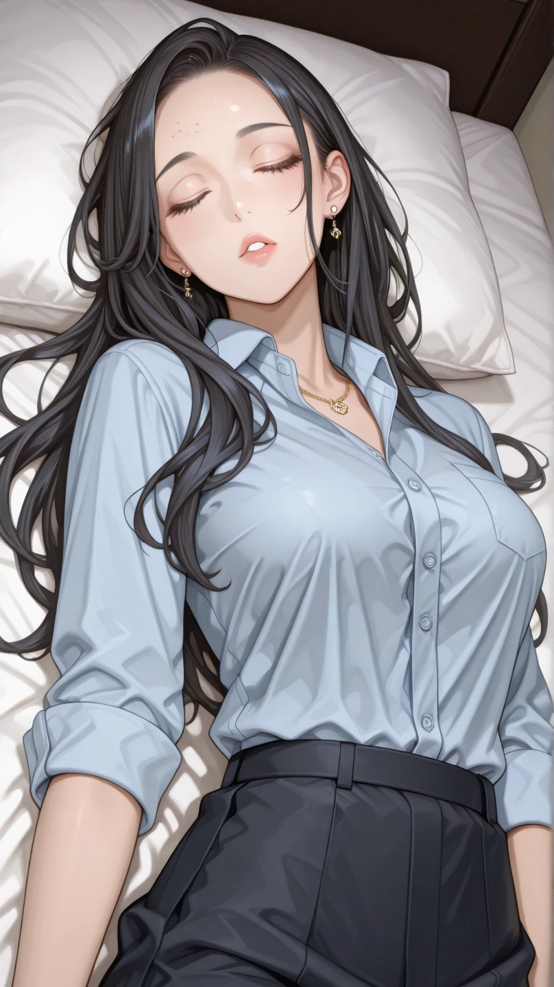 (masterpiece, best quality:1.2), 1girl, sitting in a bed, brunette, long hair, horny, black pajamas,black pajamas short bottoms, sexy pose, open legs,