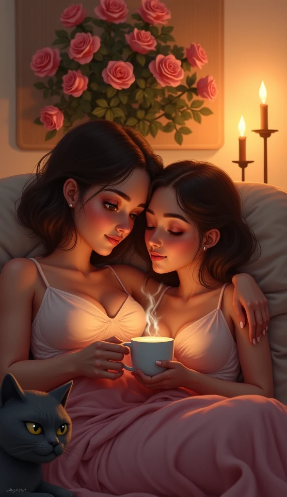 Friends for you dp in dark theme
There is two grills without clothes drink coffee