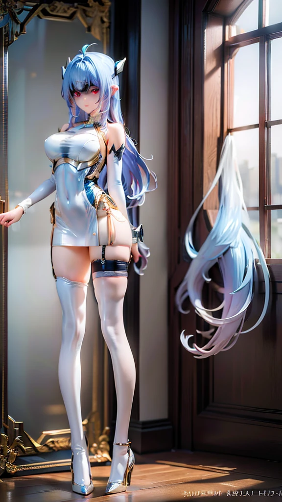 Anime girl with white hair and hat on the beach, Detailed digital anime art, Anime goddess, Beautiful full-body portrait of nano, Detailed anime character art, Popular on ArtStation pixiv, Extremely detailed Artgerm, 2.5 d CGI anime fantasy artwork, Beautiful seductive anime woman, Detailed anime artwork, (((from frontal, double view, full body, three-dimensional painting, standing, nude, nude, nude, cleavage, barefoot, The crotch gap is clearly visible, the crotch gap is clearly defined)))