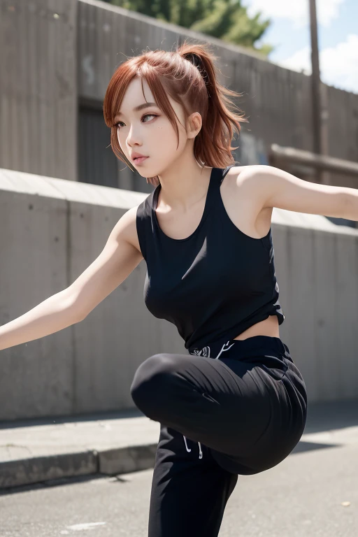 (solo), (a detailed full body RAW photo of a girl), (masterpiece:1.0), (best quality:1.4), (ultra highres:1.2), (photorealistic:1.4), 8k resolution, Canon EOS R5, 30mm, absurdres, ultra detailed, (40year old), sharp focus, cinematic lighting, detailed beautiful face, (no make up:1.2), (ulzzang-6500-v1.1), petite figure, detailed skin texture, (flat chest:1.5), (skinny and fit body:1.6), detailed brown hair, sweltering,(very short hair:1.5), very thin see-through wear, (fit and simple red,yellow nike athletic wear for conpetition:1.2), (spandex long tights:1.5), low rise, realistic glistening skin, (sweating:1.45), detailed nipples texture, (aya ueto:1.2), (no bra:1.5), (bikini tan:1.2), blue sky, (Transparent nipples:1.3), (sweat:1.5), (sexy pose:1.2)