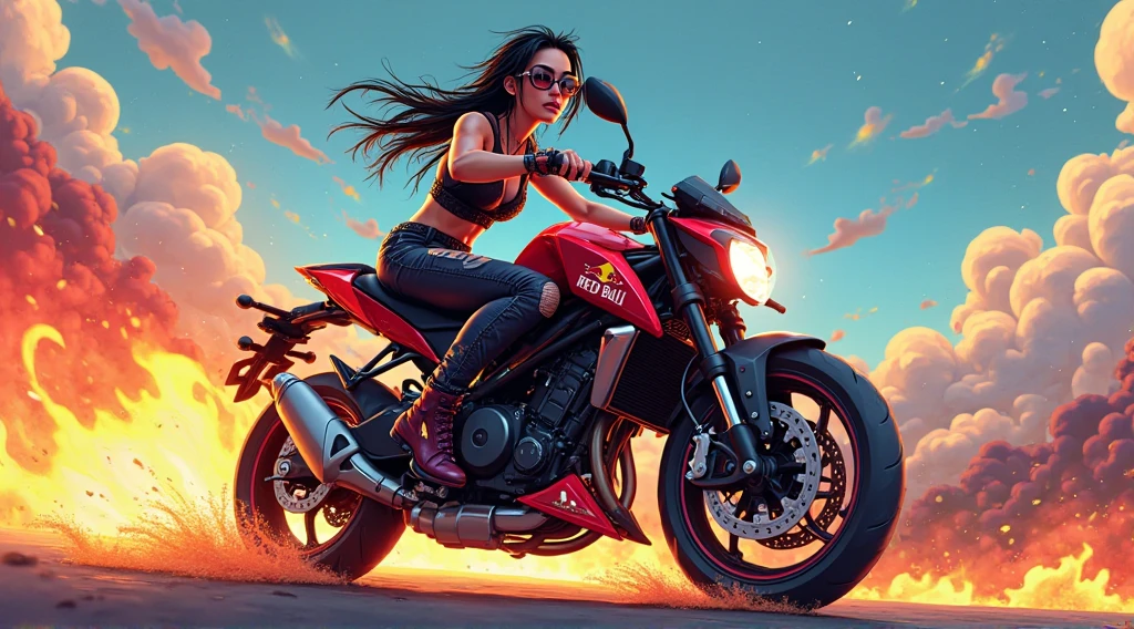 Create a GTA V-style digital illustration inspired by the Fast and Furious franchise. Set the scene on a dimly lit street at night, featuring a mix of characters. Include men in motorcycle club-style attire, exuding a tough and intimidating presence, alongside women in streetwear with durags, giving off a cool and edgy vibe. The women should look cute but with an air of mystery, hinting at hidden secrets. Surround them with beautifully modified, turbocharged cars, showcasing sleek designs and vibrant colors. The overall atmosphere should be dark and intense, capturing the high-stakes, adrenaline-pumping essence of street racing culture.