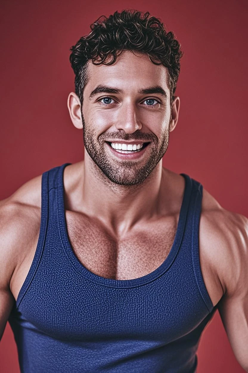 The world's sexiest handsome muscular hunk, masculine facial features, stubble, Intricate details, cocky smirk, short light-brown dripping wet hair, hairy muscular chest, soaked all over, cinematic texture, best quality, bright dynamic lighting, color graded,