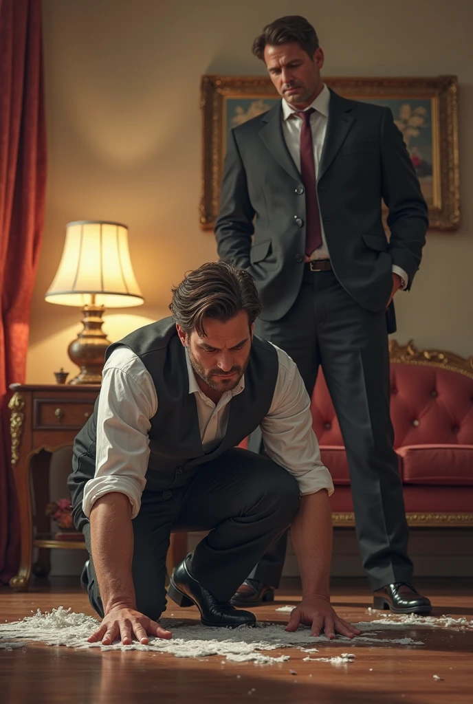 There is a handsome boy named Zarul tangan,feet in red stockings tied to a chair and eyes covered with a cloth A man tickles the soles of his feet with a feather and he laughs