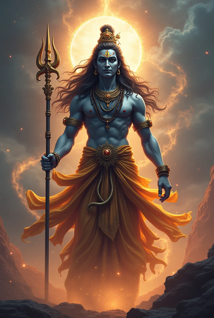 आराध्य देव श्री महादेव श्री शंकर भगवान गुरुको रूपमा पुर्ण कद मा उभिनु भएको छ र निधार मा चन्दनको पहेंलो टीका एकदमै आकर्षित देखिएको छ