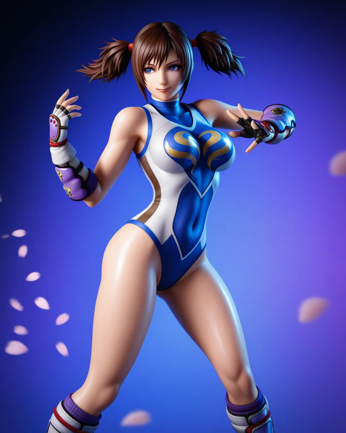 (Realisttic:1.2), analog photo style, (cute woman looking like Sakura Kasugano from "Street Fighter"), (cute detailed face, intensed detailed eyes), (her full body s a visual pleasure), faint smile, soft shading, lifelike skin texture, sexy and seductive, dynamic, in motion, light reflection on the floor, three dimensional effect, gloomy dark atmosphere, play of light in the sun rays, faded colours, great quality, Masterpiece, intricate fantasy background, naturally cinematic light, 16k quality, HDR, RAW photo