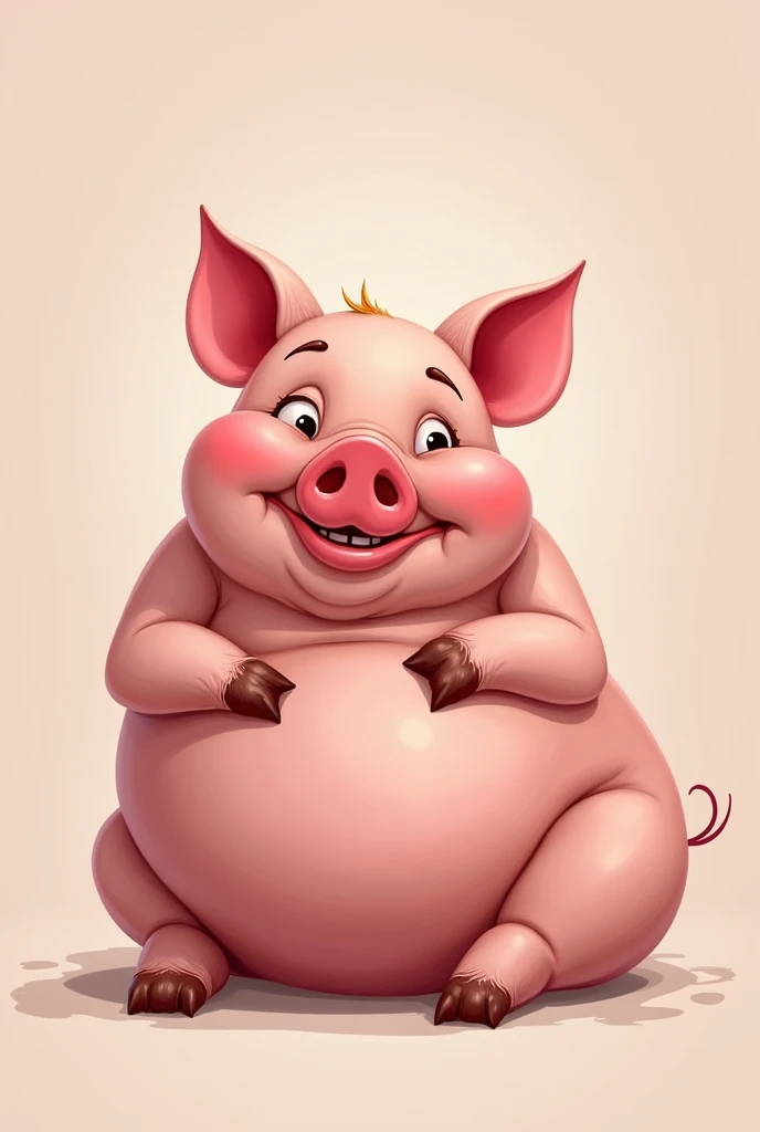 Muscular pig with arms crossed cartoon